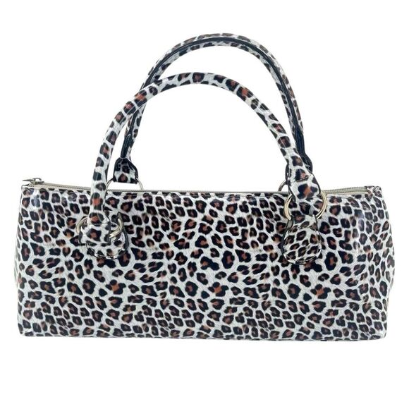 Primeware White Leopard Print Insulated Wine Bottle Clutch Tote Bag - Picture 1 of 17